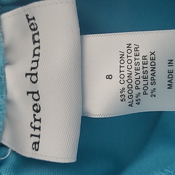 Alfred Dunner Capri Pants turquoise blue white ladder stud leg detailing pockets - Picture 4 of 6